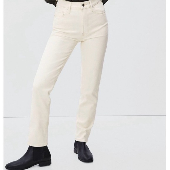 Everlane women’s ecru ivory crop cheeky jeans. 5 pocket organic cotton. 33. EUC - Picture 3 of 12